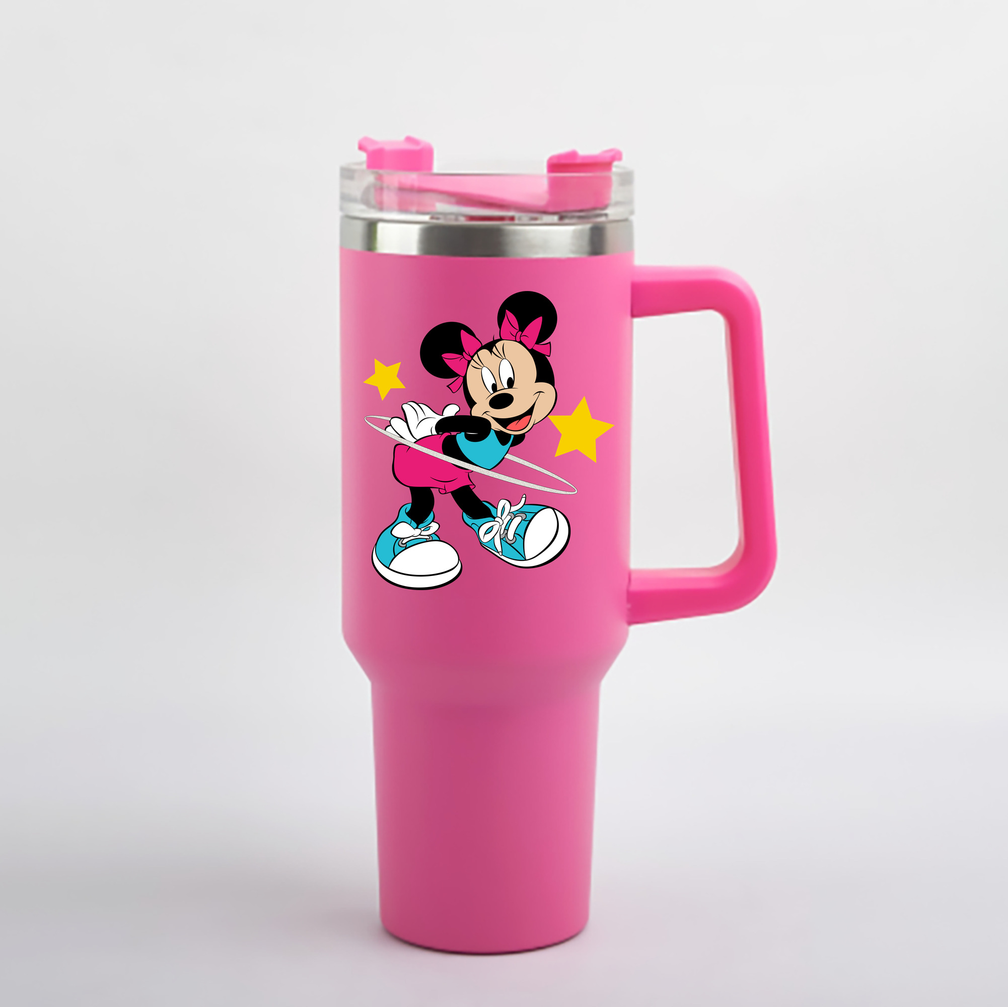 （画像用） ミッキーマウス Mickey Mouse 1200mL車用タンブラー - クリスタルステッカー（プラスチックストロー付き）